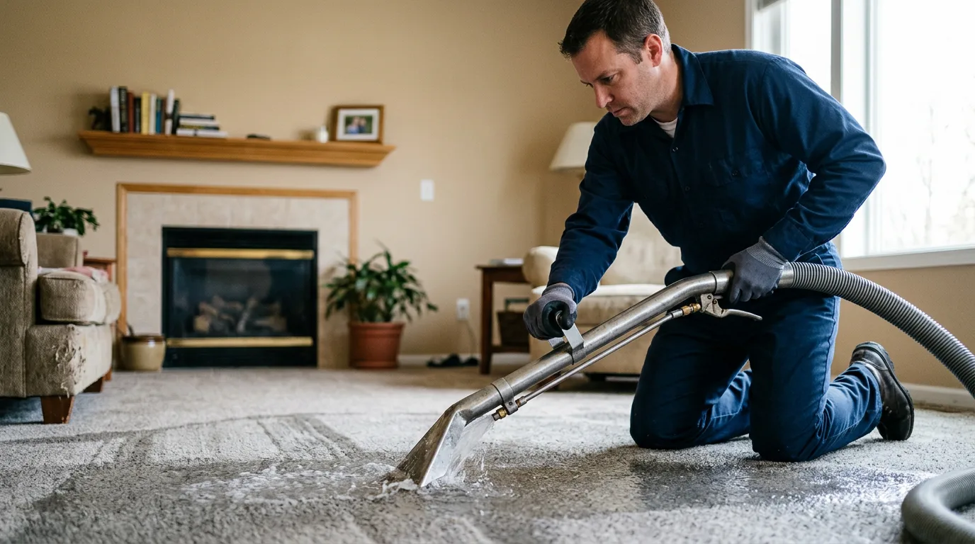Water damage restoration technician working near Liberty, MS